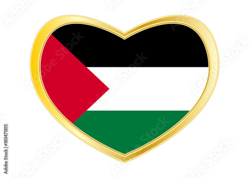 Flag of Palestine in heart shape, golden frame Free Download Flag of Palestine in heart shape, golden frame - GFXLoad