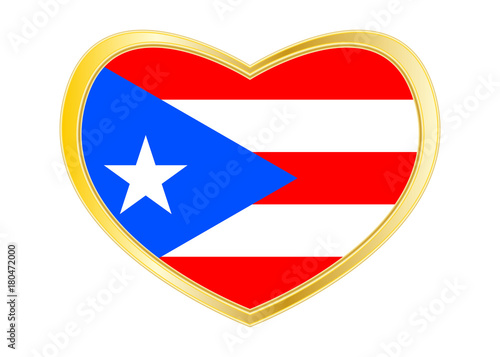 Free Download Flag of Puerto Rico in heart shape, golden frame - GFXLoad