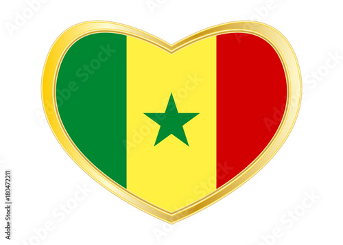 Free Download Flag of Senegal in heart shape, golden frame - GFXLoad