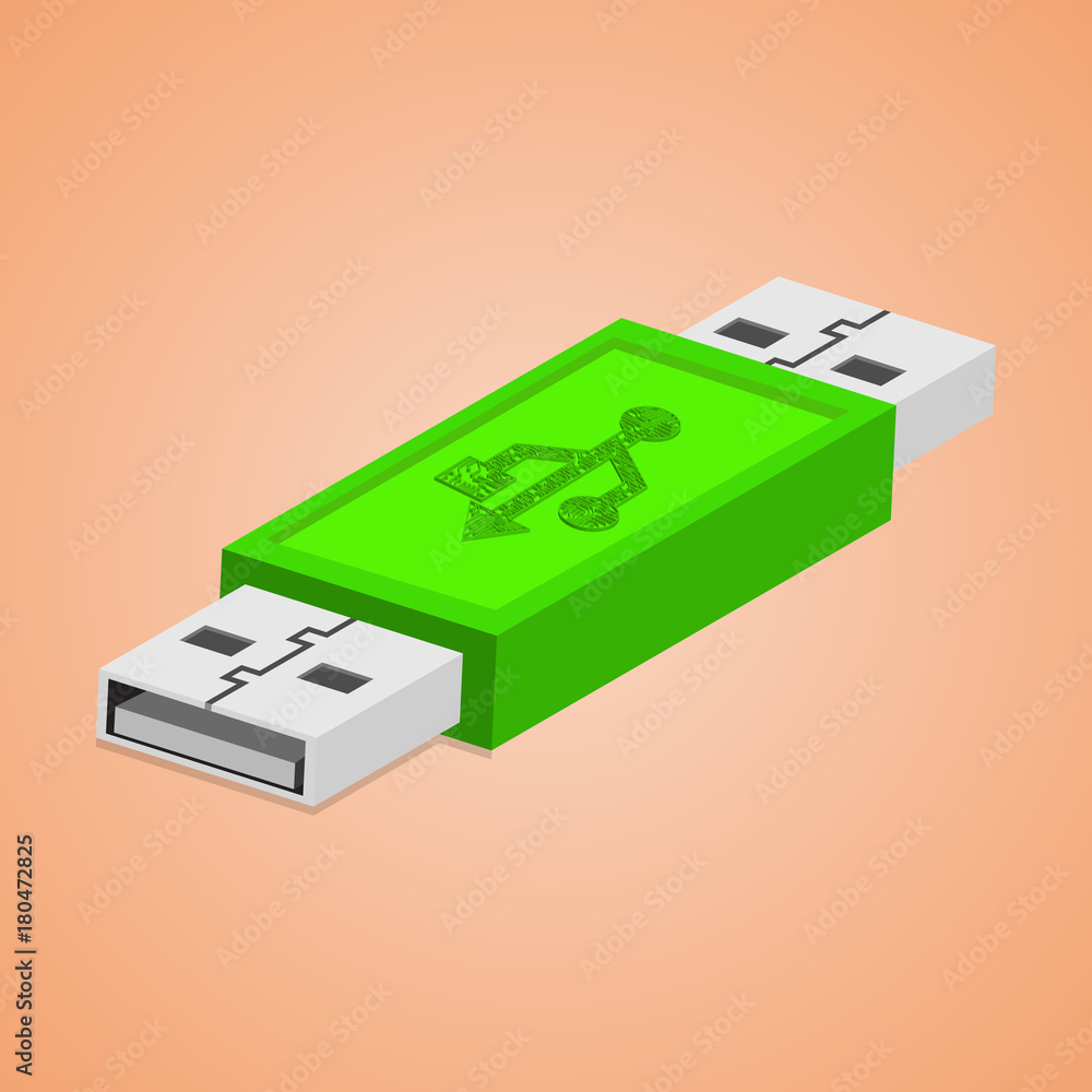 Fototapeta premium 3D USB Flash Drive. Abstract flash drive. Vector illustration.