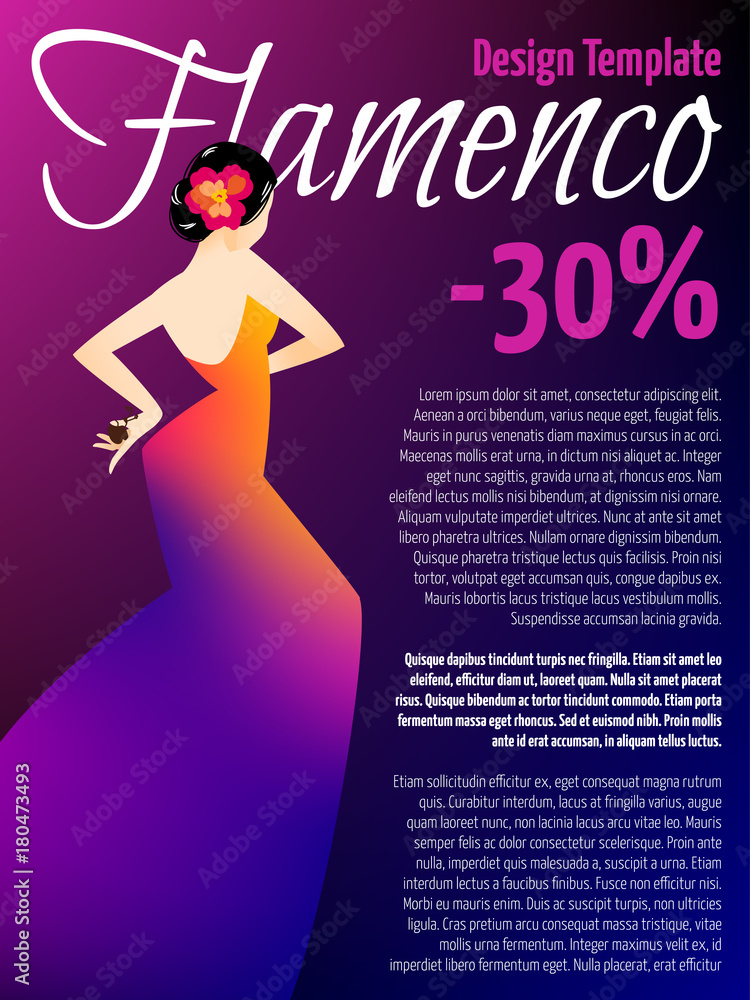 Design template with illustration of a woman dancing flamenco Design template with illustration of a woman dancing flamenco