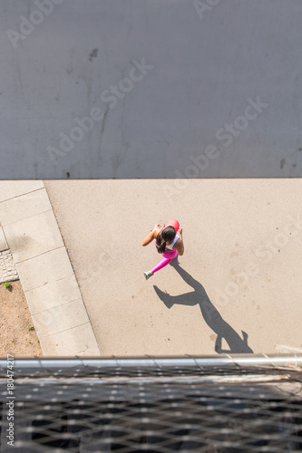 top view of a fit woman runner