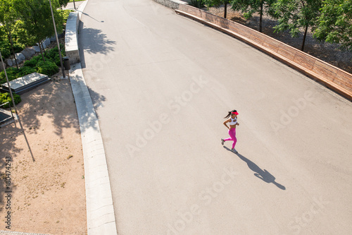 top view of a fit woman runner