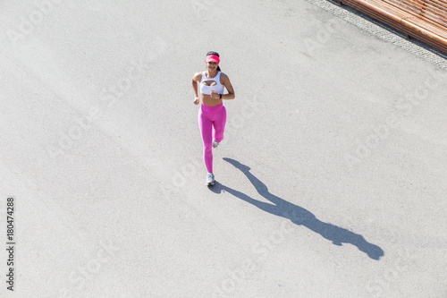 top view of a fit woman runner