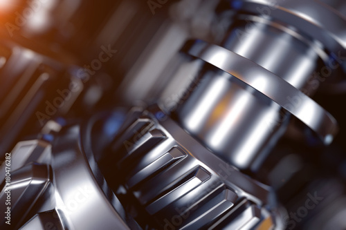 Billede på lærred 3d illustration of metal gear wheels close-up.