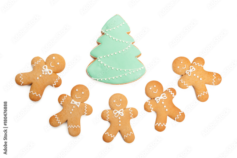 Christmas homemade gingerbread cookie on white Christmas homemade gingerbread cookie on white