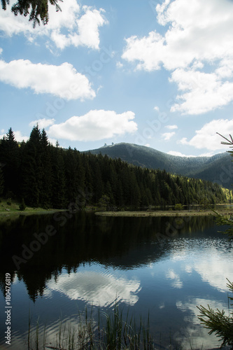 Beautiful landscape scene at the small Arbersee in Bavaria © sandradombrovsky