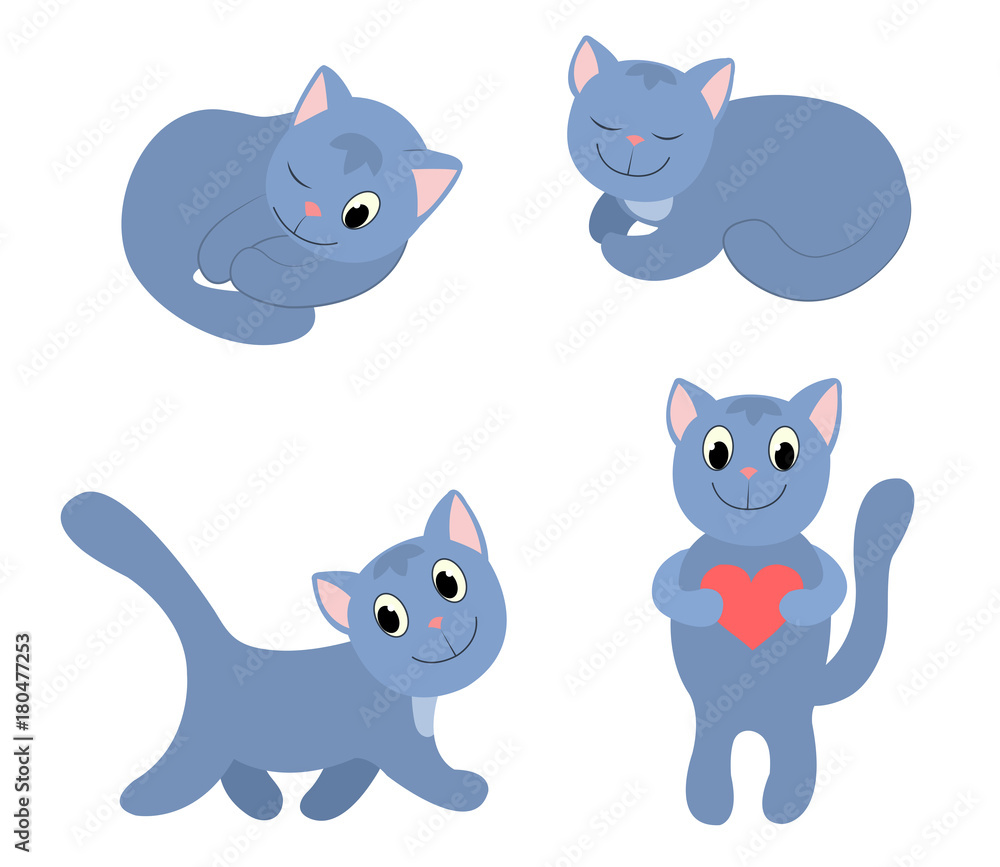 Set of happy cats 3. Set of happy cats 3.