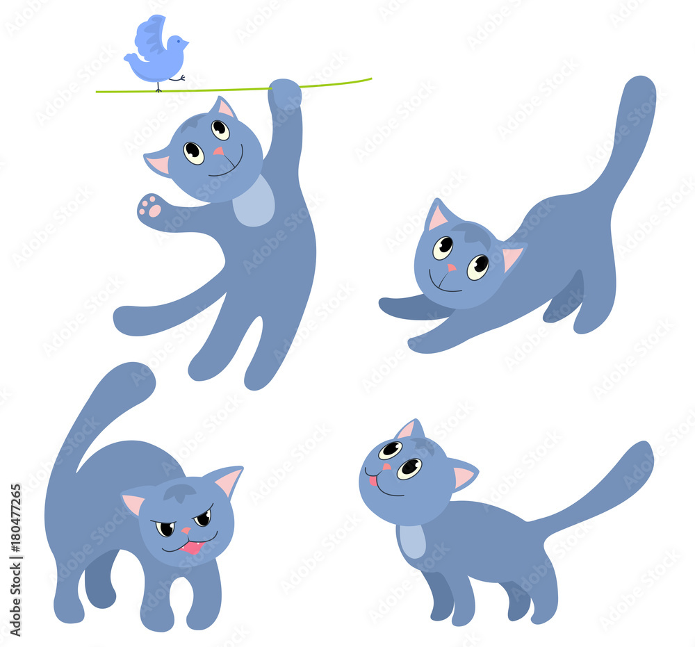 Set of happy cats 4. Set of happy cats 4.