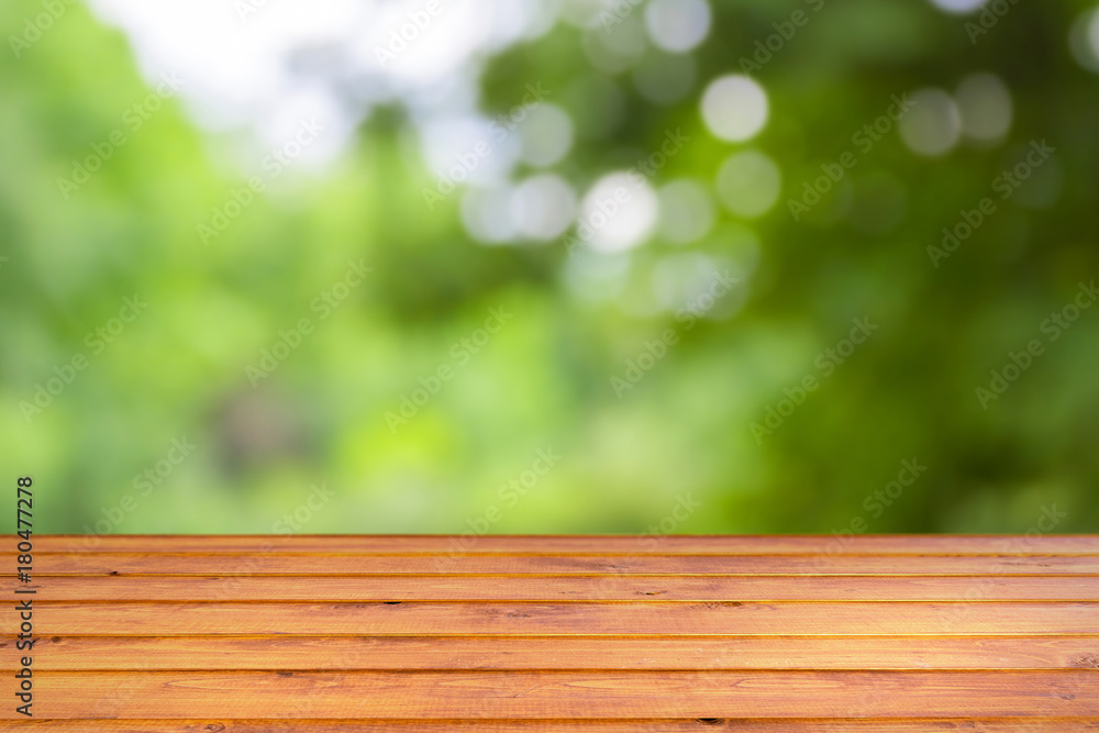 Spring background with wooden table