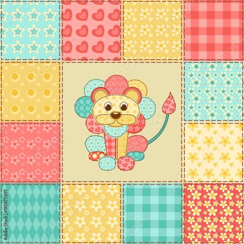 Lion patchwork pattern