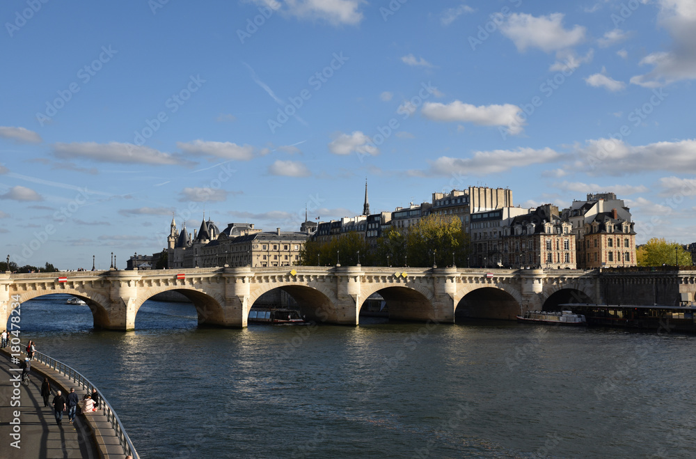 Pont Neuf et île de la Cité à Paris en automne, France