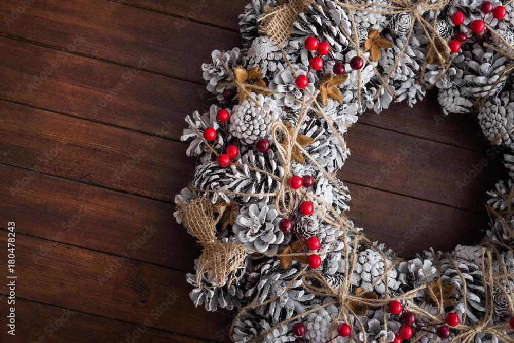 Fototapeta premium Christmas wreath decorated