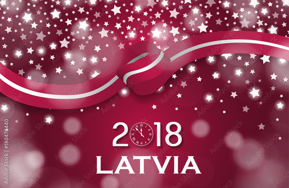Austria New Year 2018 National greeting card luxury style flag ribbon concept. Vector Illustration