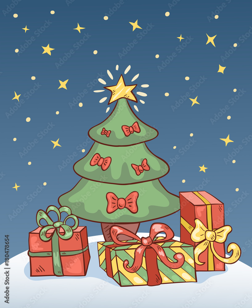 Christmas card with tree.