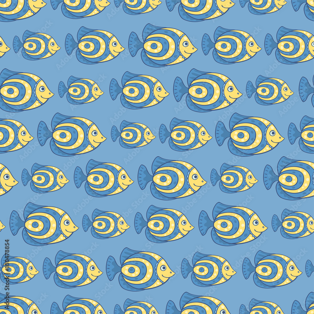 Blue fish seamless pattern Blue fish seamless pattern