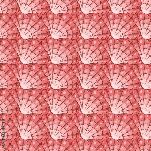 Pink cockleshells seamless pattern