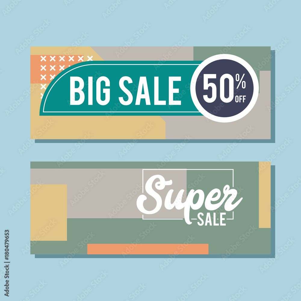 Obraz premium Big Sale modern banner in the Memphis style