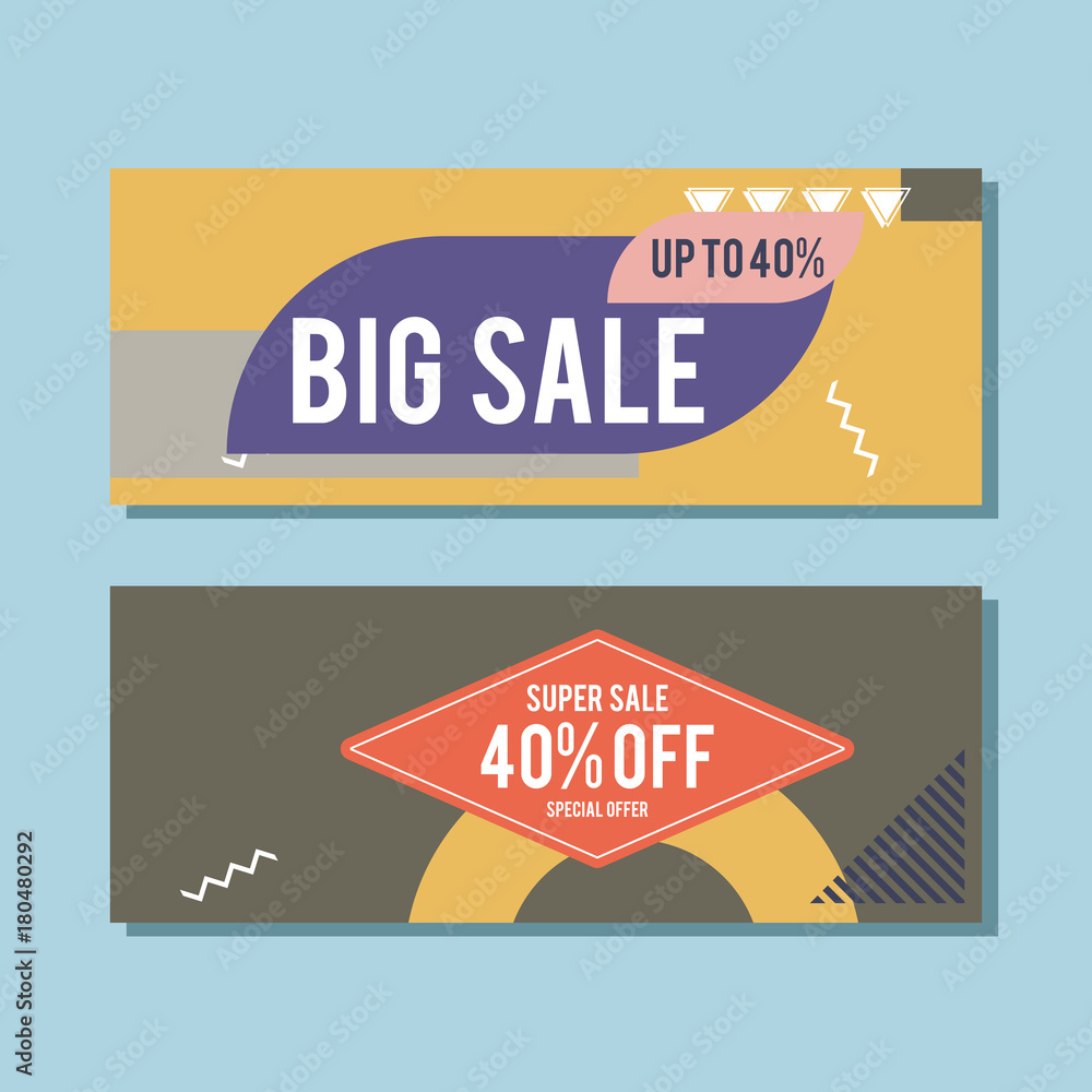 Fototapeta premium Big Sale modern banner in the Memphis style