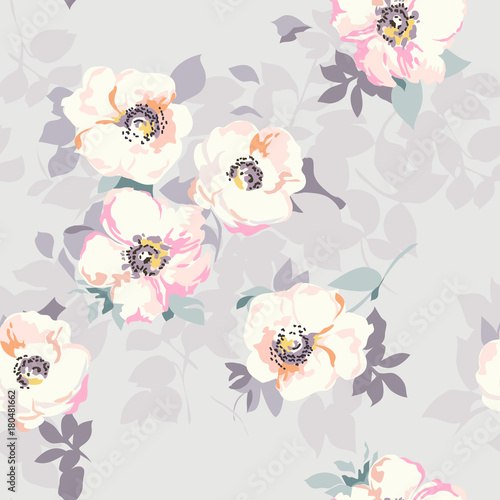 soft watercolor like floral print ~ seamless background