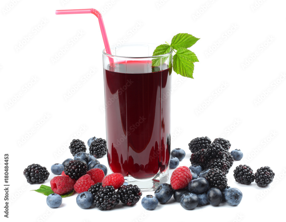 glass of blueberry juice isolated on white background. glass of blueberry juice isolated on white background.