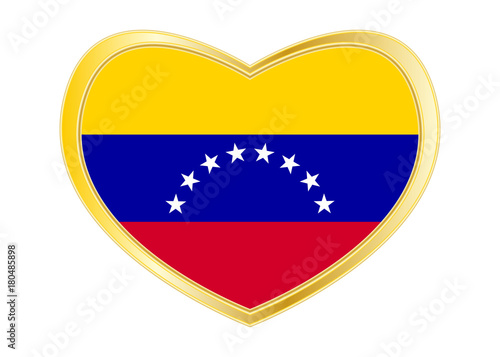 Free Download Flag of Venezuela in heart shape, golden frame - GFXLoad