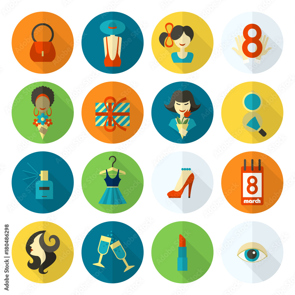 Womans Day Icon Set Womans Day Icon Set