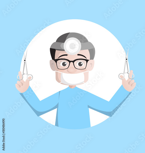 Cartoon Physiatrist in Operation Theater Vector