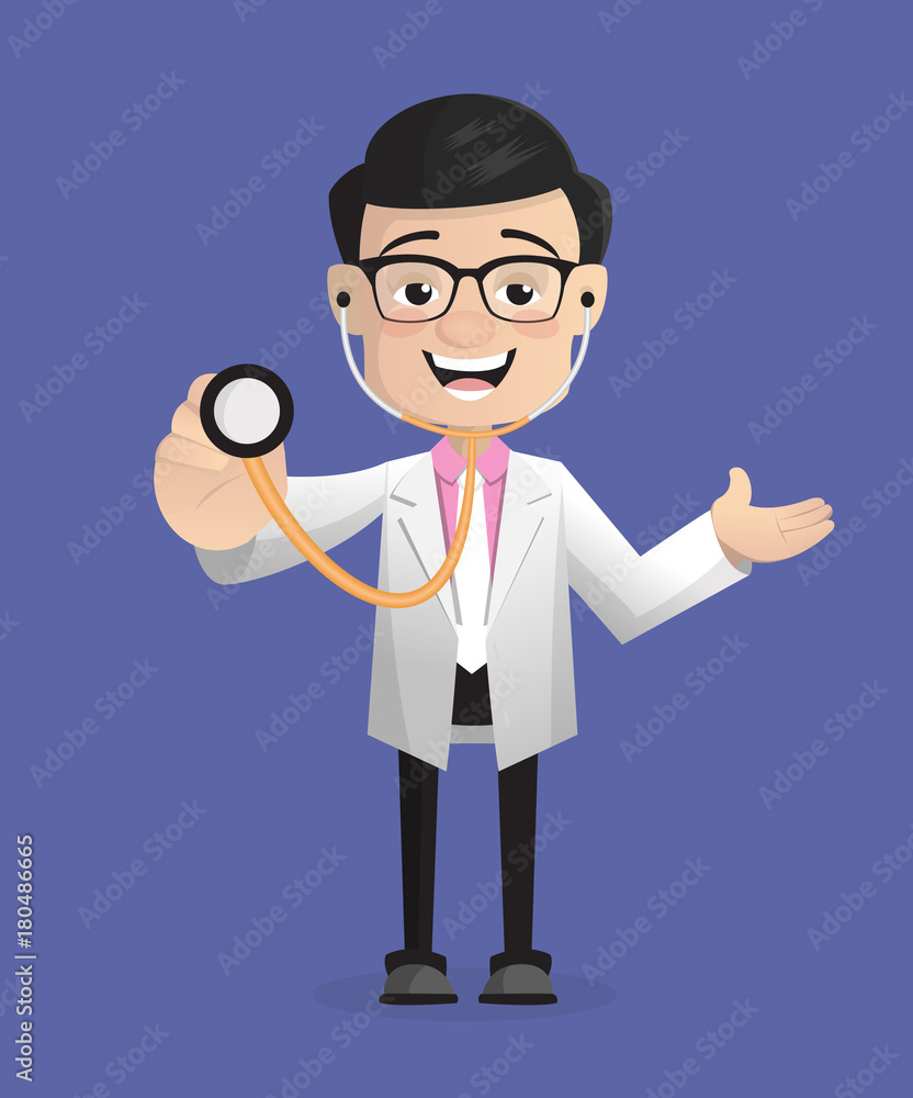 Happy Doctor with Stethoscope Vector