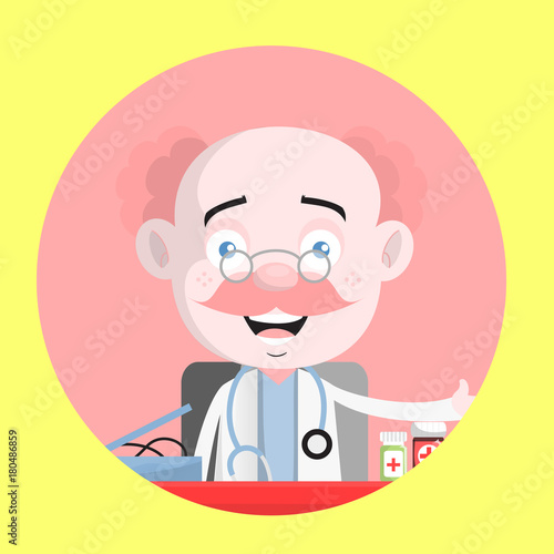 Clinic Doctor Laughing Face Vector Illustration