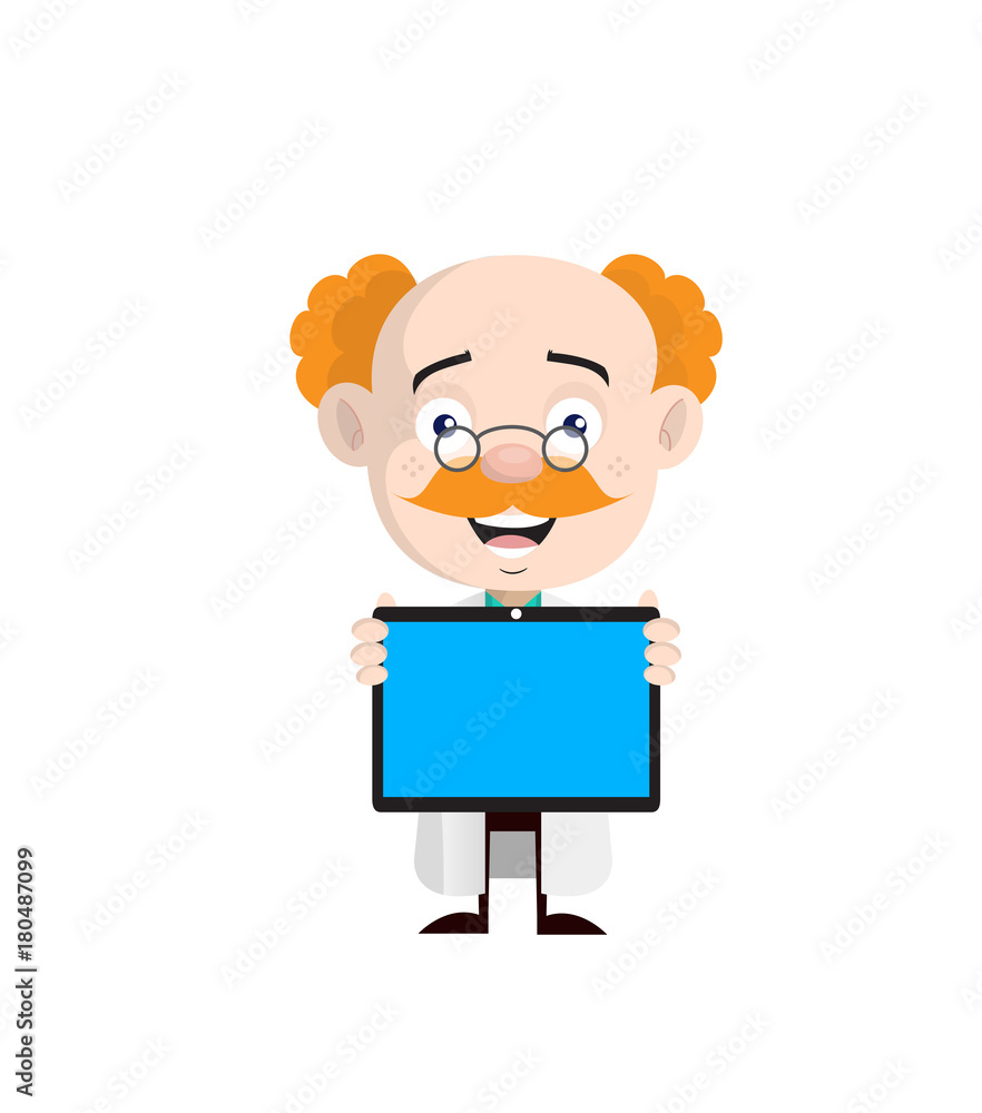 Happy Doctor Showing Tablet for Presentation Vector Happy Doctor Showing Tablet for Presentation Vector