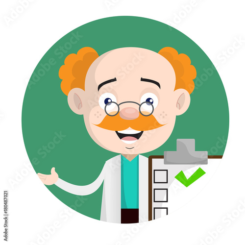 Cheerful Doctor Talking About Medical Report Vector Concept