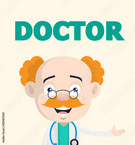 Joyful Doctor Hand Gesture Expression Vector