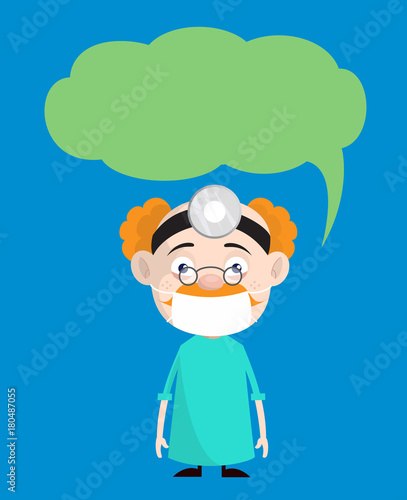 Cartoon Urologist Surgeon with Speech Bubble Vector