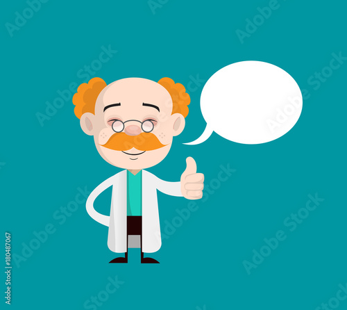 Happy Doctor Showing Thumbs Up with Speech Bubble Vector