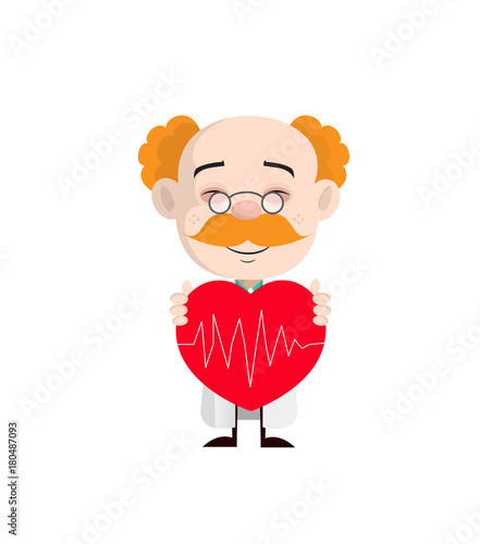 Happy Cardiology Doctor with Heart Vector