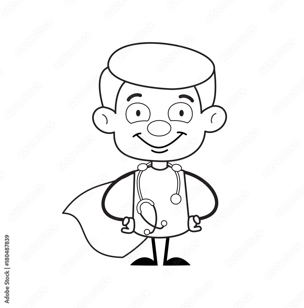 Smiling Doctor Face Doodle Art Vector Smiling Doctor Face Doodle Art Vector