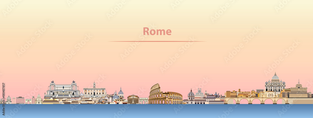 Fototapeta premium wektor panoramę miasta Rzym o wschodzie słońca