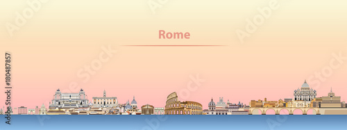 vector Rome city skyline at sunrise