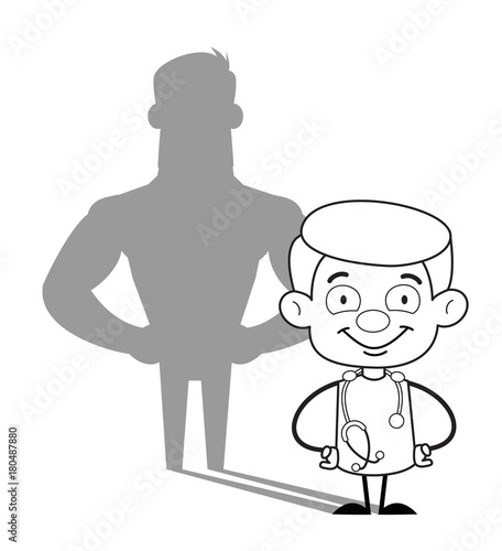 Happy Doctor Muscular Shadow Vector