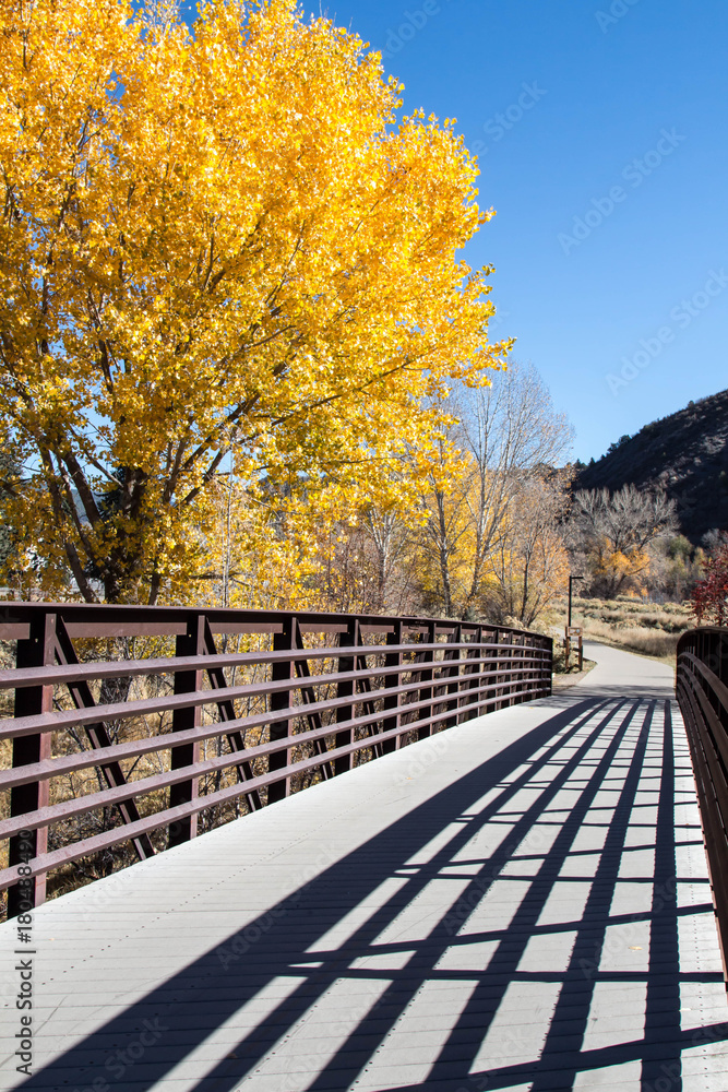 Naklejka premium Bridge on the Animas river trail in the autumn
