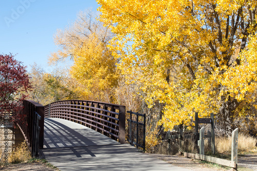 Footbridge over the Animas river in the autumn