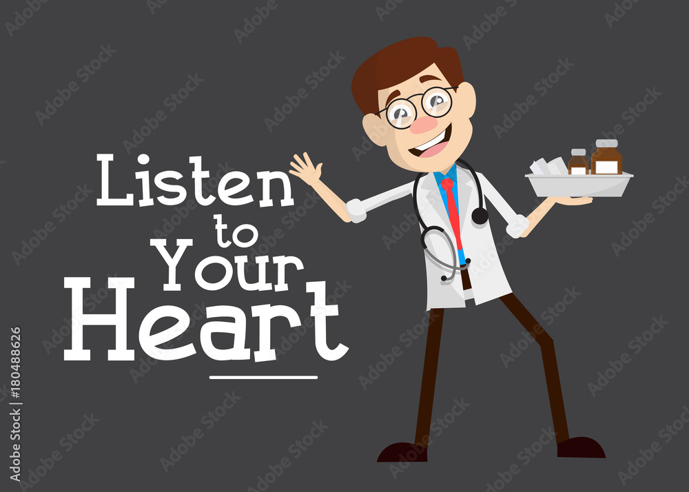 Happy Doctor with Medicine Tray Vector Illustration Happy Doctor with Medicine Tray Vector Illustration