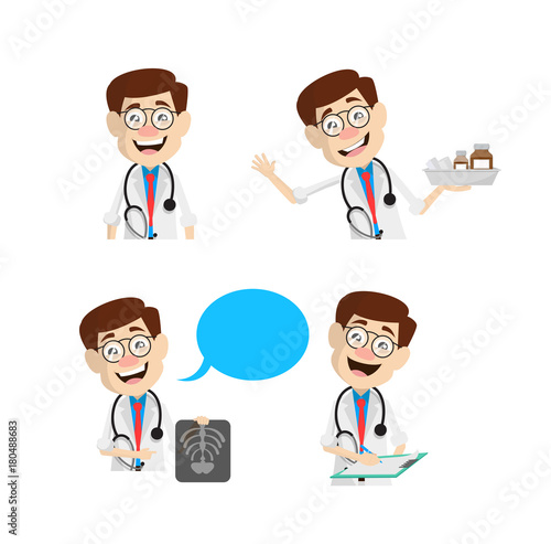 Comic Doctor Various Concepts Vector Set