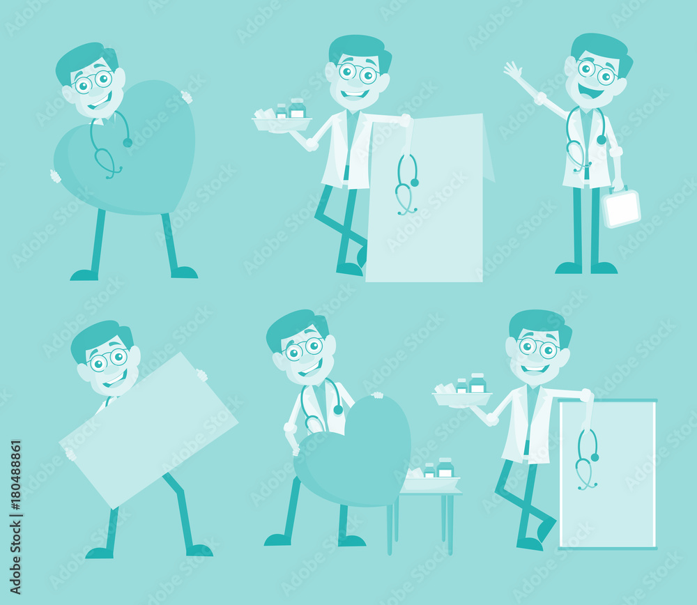 Cartoon Cardiologist Doctors Many Concepts Vector Cartoon Cardiologist Doctors Many Concepts Vector