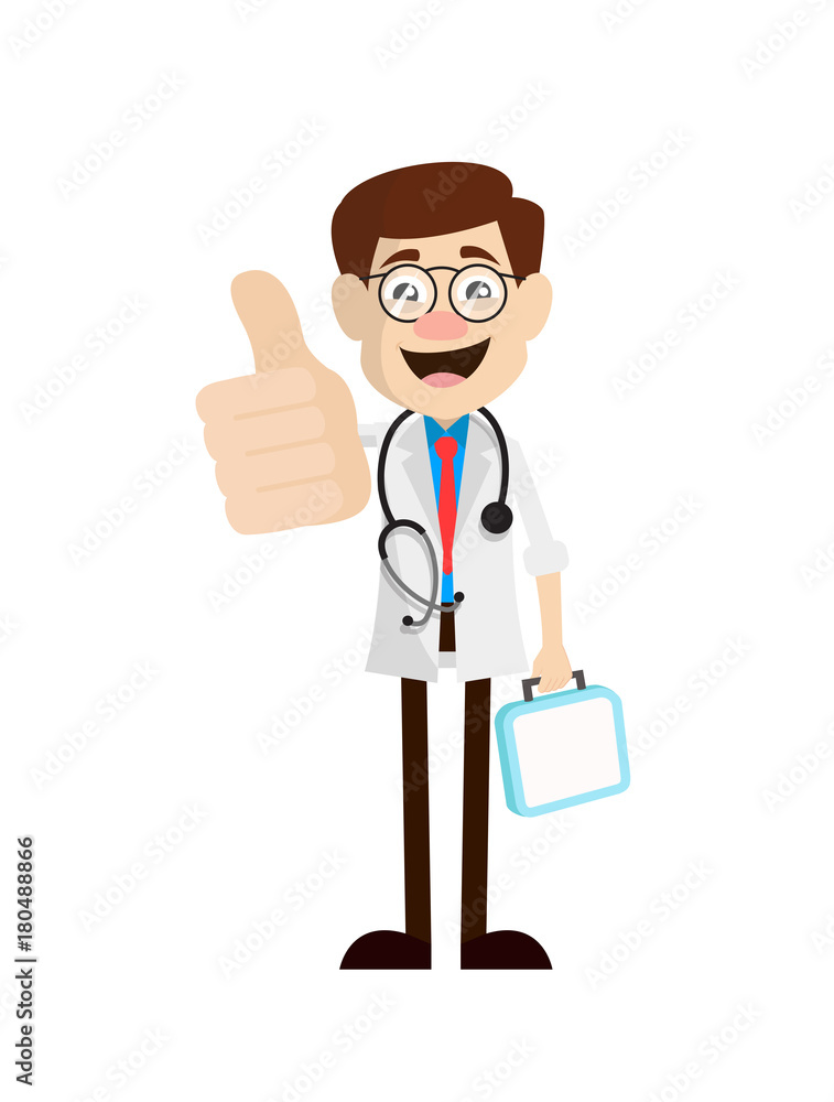 Laughing Doctor Showing Thumbs Up Vector Illustration