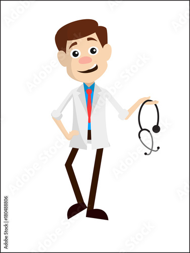 Laughing Doctor Holding a Stethoscope Vector