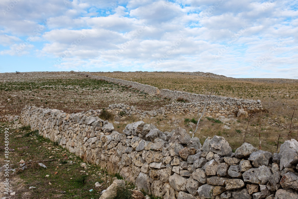Typical Apulian dry stone wall near Altamura. Italy.