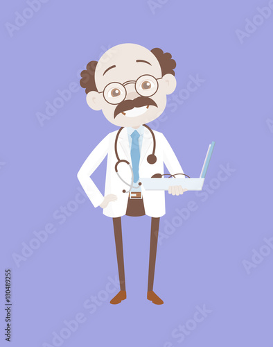 Happy Disorders Specialist with Medical Equipments Vector