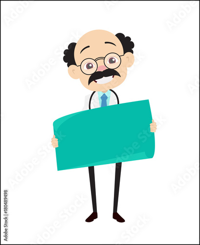 Happy Urologist Doctor Showing Blank Paper Banner Vector